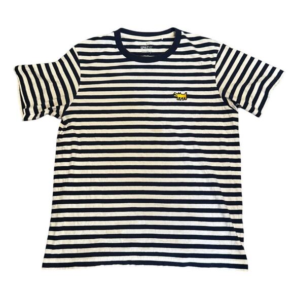 Uniqlo x Keith Haring SPRZ NY Barking Dog Striped T-Shirt Size Medium - Picture 1 of 7